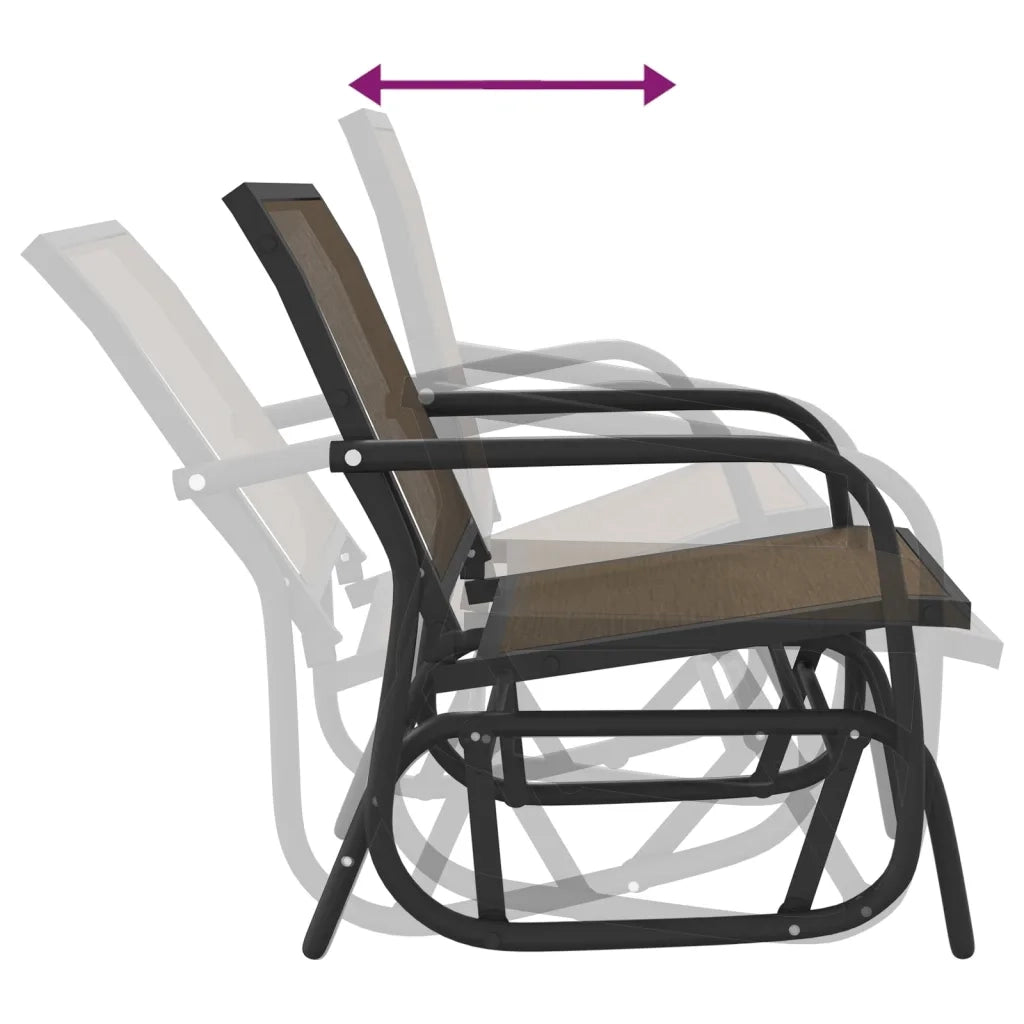 Sedie a Dondolo Giardino 2pz Marroni 61x76x87 Textilene Acciaio 362713