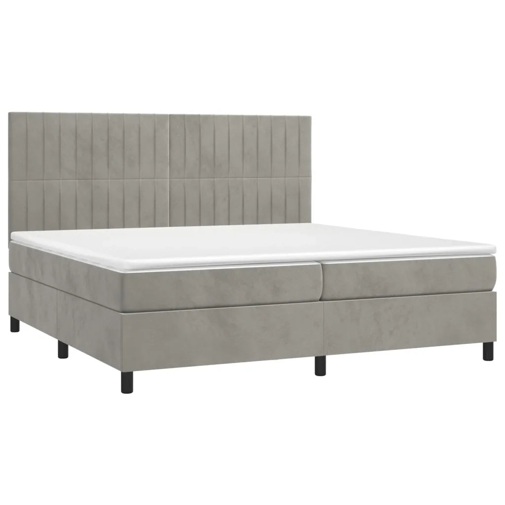 Letto a Molle Materasso e LED Grigio Chiaro 200x200 cm Velluto cod mxl 61652