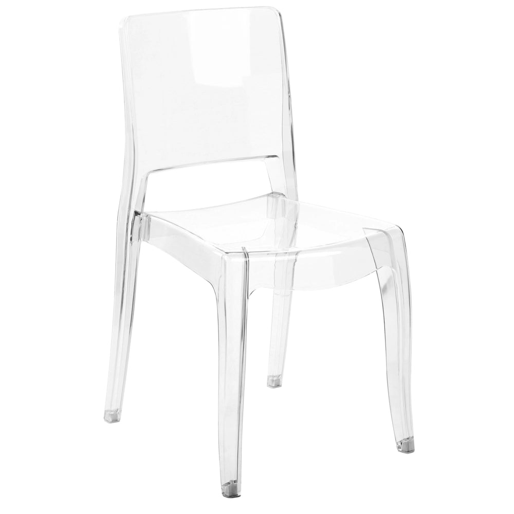 Set di 2 sedie trasparenti schienale in materiale sintetico senza braccioli impilabili sala da pranzo moderna