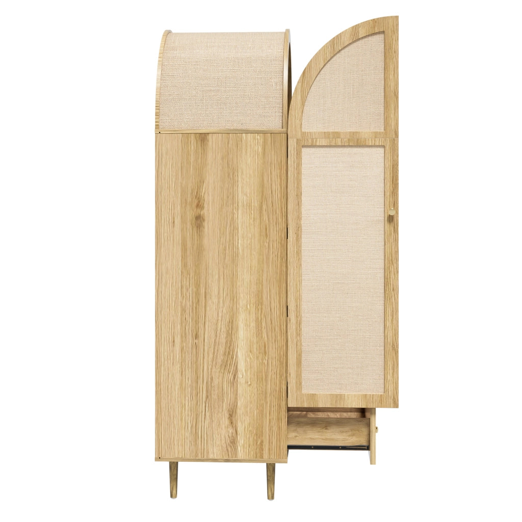 Armadio con 2 ante in tessuto; 2 cassetti; asta appendiabiti e struttura in MDF; per camera; 79 × 50 × 175 cm