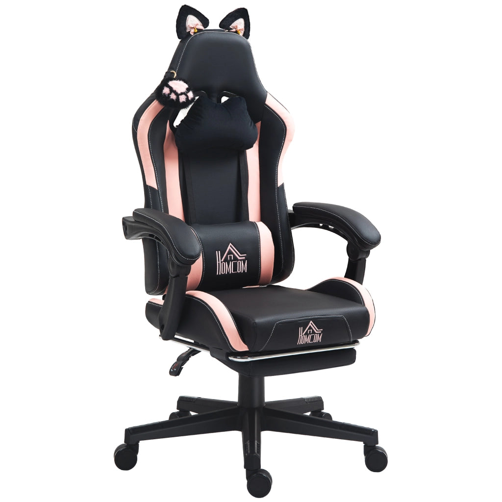 Sedia da Gaming Reclinabile con Poggiapiedi e Schienale Regolabile ¨C Zephmum ¨C Nero