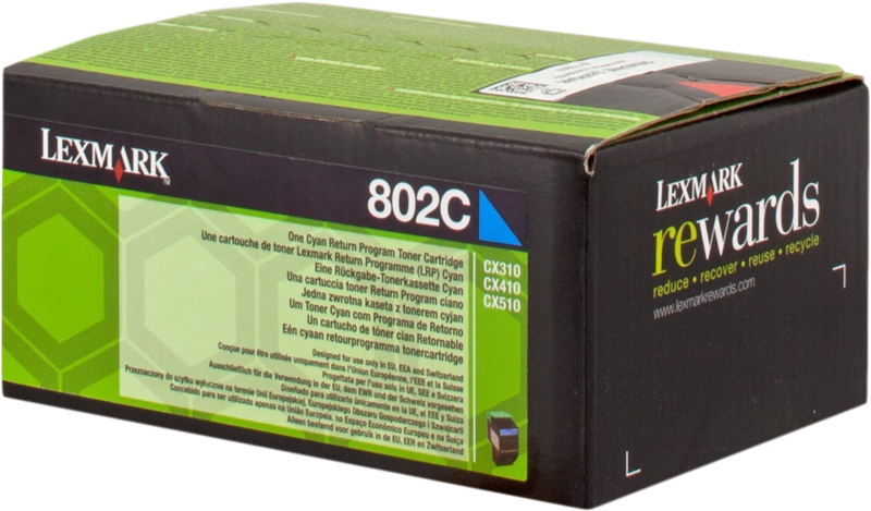 ORIGINAL Lexmark toner ciano 802C 80C20C0 ~1000 Seiten cartuccia di stampa riutilizzabile