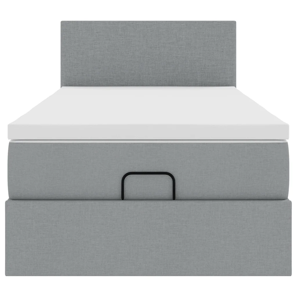 Pouf Letto con Materasso Grigio Chiaro 100x200 cm in Tessuto 3311352