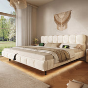 letto imbottito chenille beige 180x200 cm