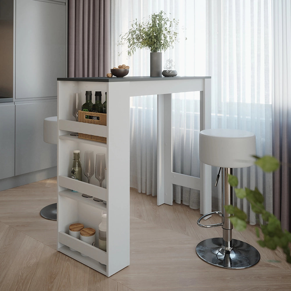Vicco tavolo bar con sgabelli Bianco/antracite 45 x 110 cm con 2 sgabelli da bar