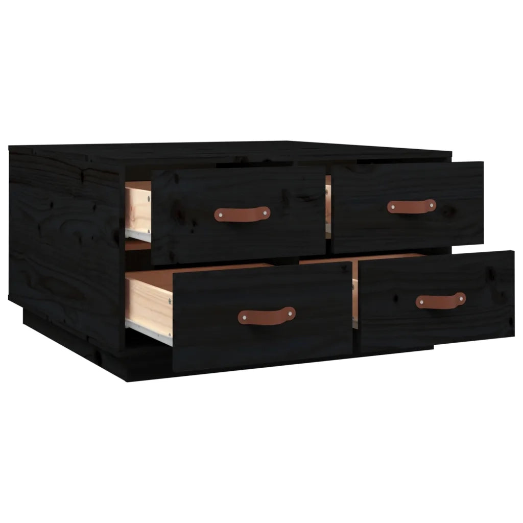 Tavolino da Salotto-Tavolino da soggiorno-Tavolo Nero 80x80x45 cm Legno Massello di Pino