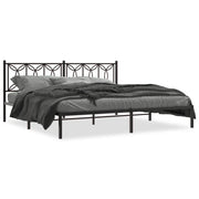 Letto matrimoniale | Letto per adulti | Giroletto con Testiera in Metallo Nero 193x203 cm