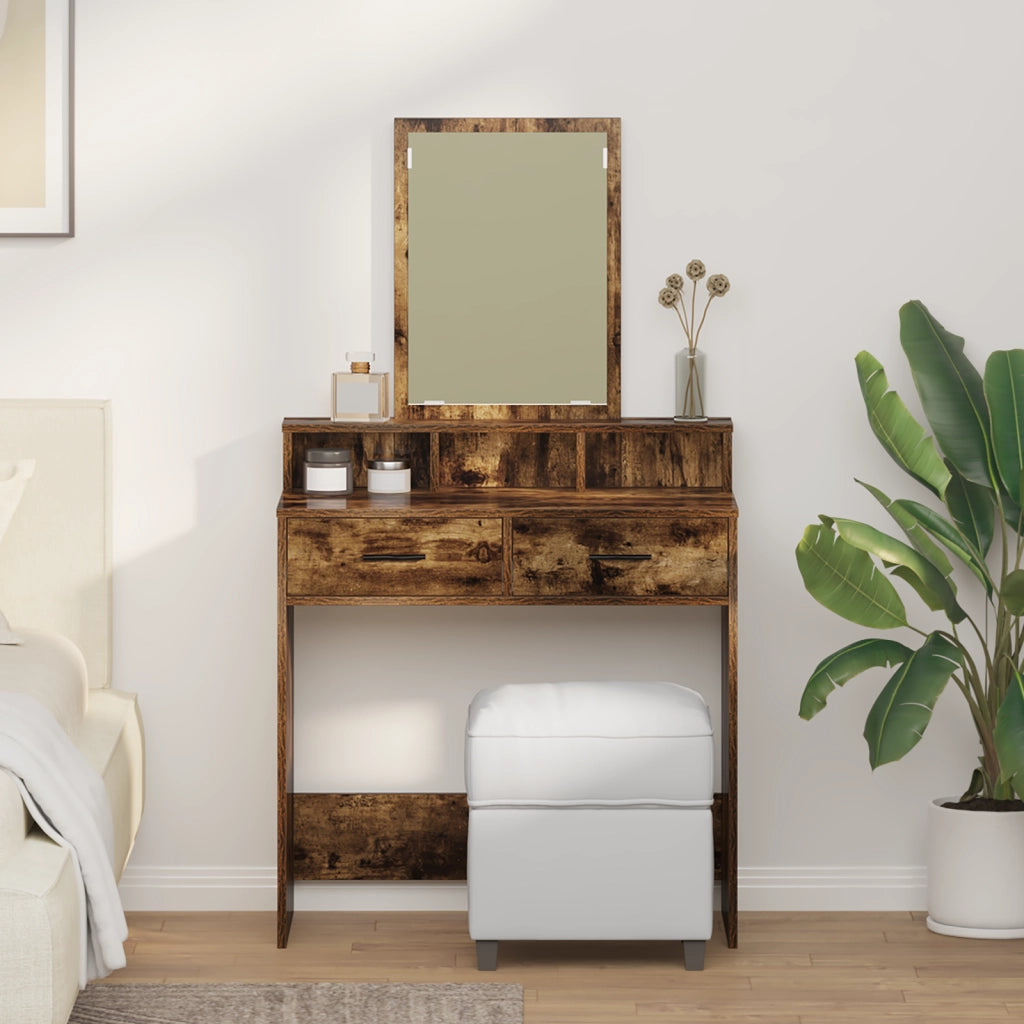 Toeletta  con cassetti in rovere affumicato 79x41x140 cm