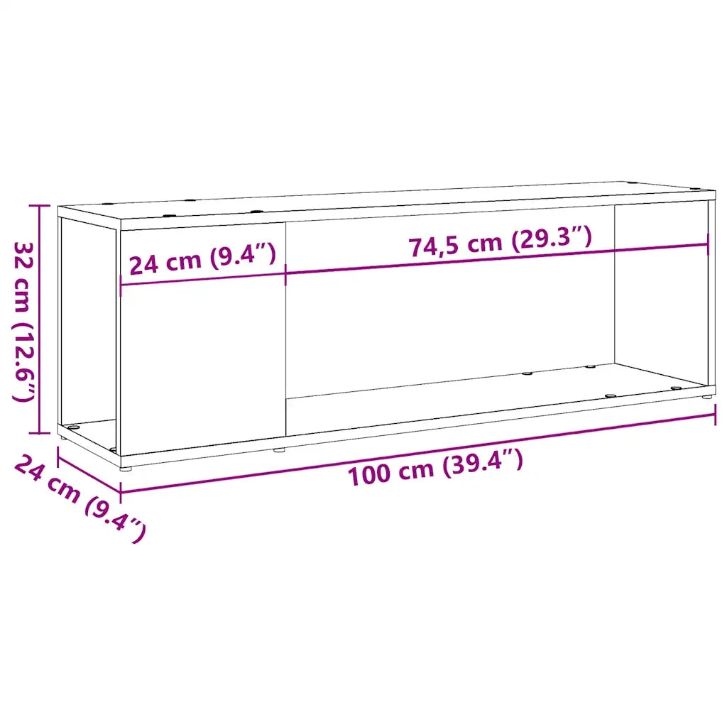 Mobile Porta TV Legno Antico 100x24x32 cm in Legno Multistrato 856738