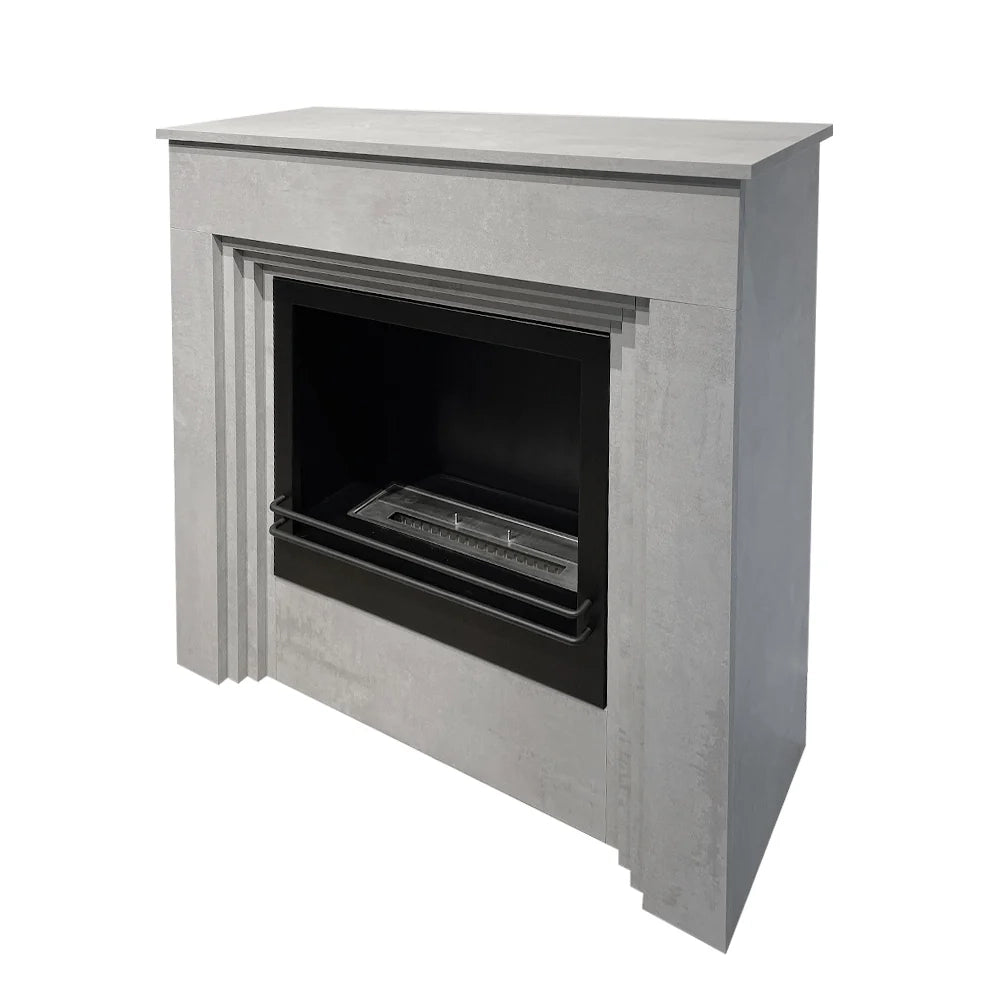 Camino a bioetanolo da terra BELLINI in legno effetto Cemento Made in Italy L96 x P35 x H96