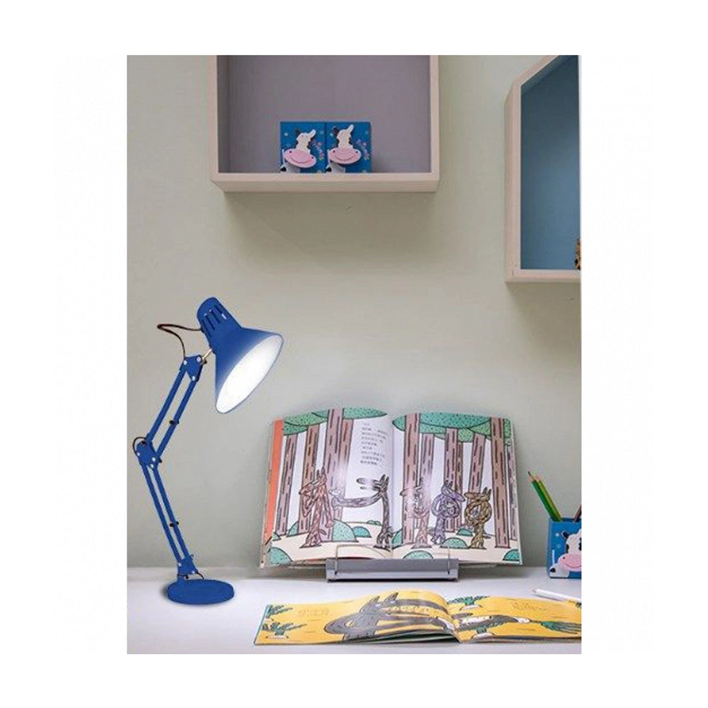 Trade Shop - Lampada Da Scrivania Con Braccio Snodabile Attacco E27 Luce Tavolo Per Ufficio - Blu
