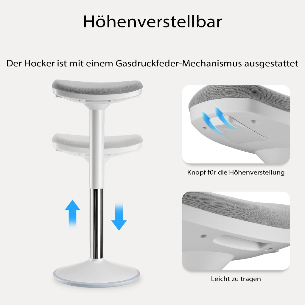 Sgabello sit stand grigio, sgabello girevole regolabile in altezza fino a 82 cm, max 135 kg, sgabello ergonomico per casa, ufficio, officina