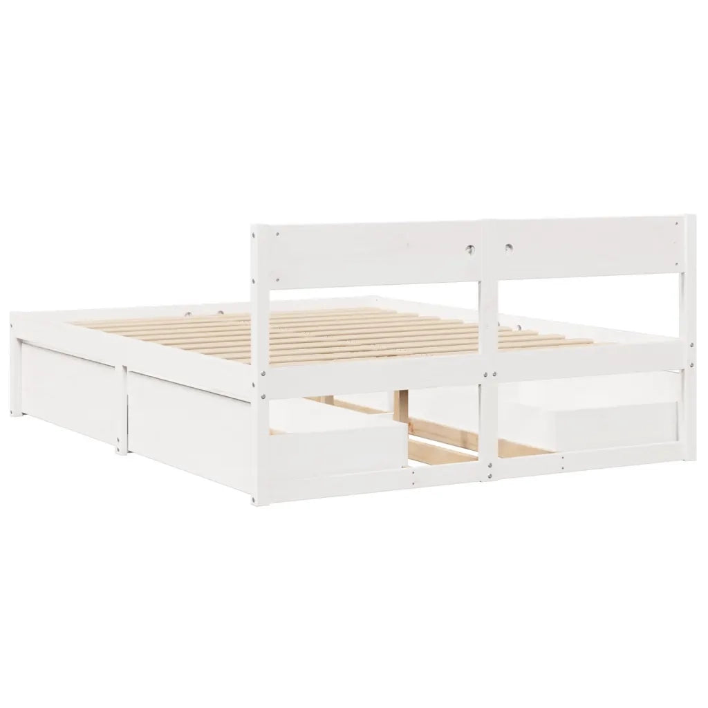 Letto senza Materasso Bianco 150x200 cm Legno Massello di Pino