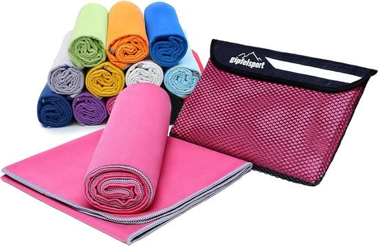 Set di asciugamani in microfibra - per sauna, fitness, sport, lenzuola da spiaggia, asciugamani per piscina, fucsia - M: 110 x 50 cm