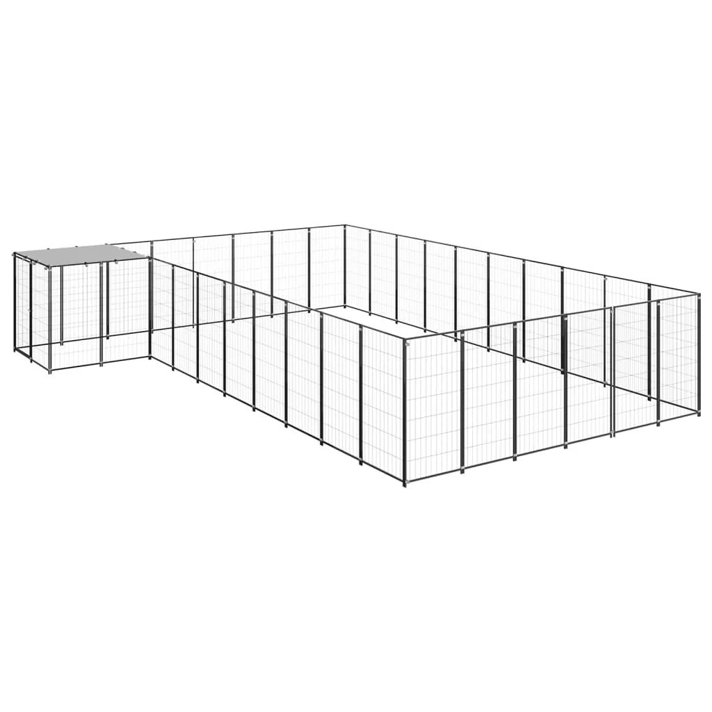Recinto per animali da esterno per cani 19,36 m² acciaio nero 02_0000504
