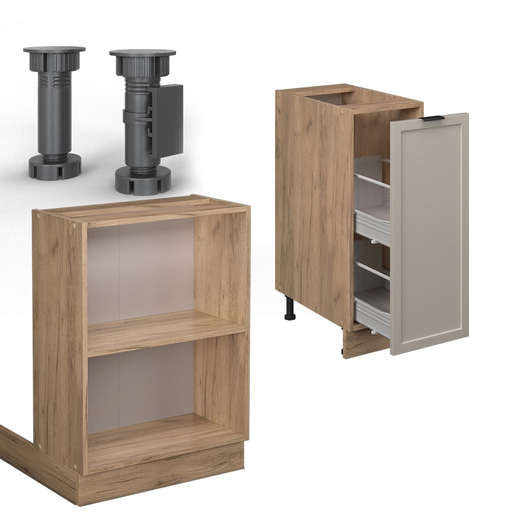 Isola cucina Fame-Line GrigioBeige/Rovere dorato 90 cm con cassetto, senza piano di lavoro Vicco