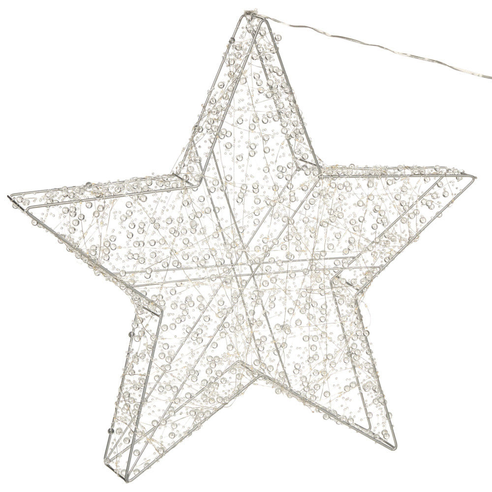 Decorazione natalizia da esterno a LED Stella 50 cm Decorazione natalizia da giardino Illuminata Argento