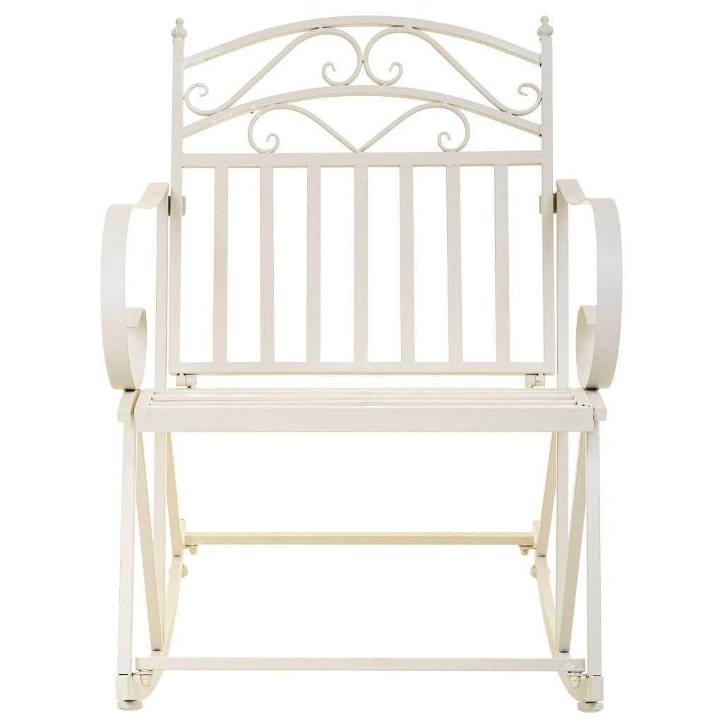 Sedia a dondolo in ferro battuto bianco 55x45x91h cm