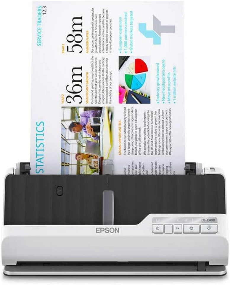 Scanner DS-C490 Scansione di Alta Precisione per Documenti e Foto, Velocità Rapida di Scansione, Connessione Wireless, Facile da Usare e Ottimizzato per la Gestione dei Documenti