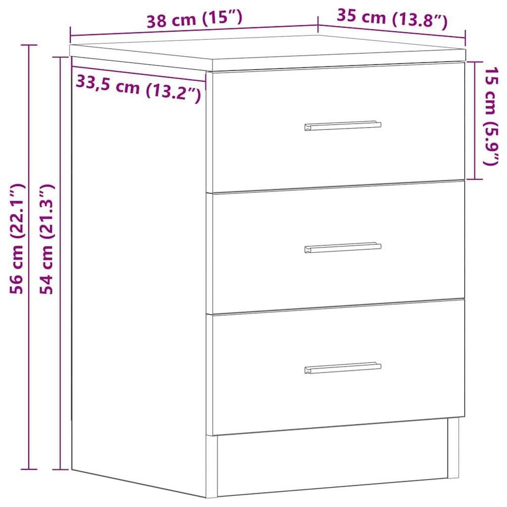 Bedside Tables 2 Pcs. Black 38x35x56 Cm Wood Material