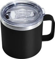 Tazza termica in acciaio inossidabile con coperchio, 470 ml, a doppia parete, con maniglia, impermeabile, tazza da campeggio, tazza da viaggio, biberon, priva di BPA