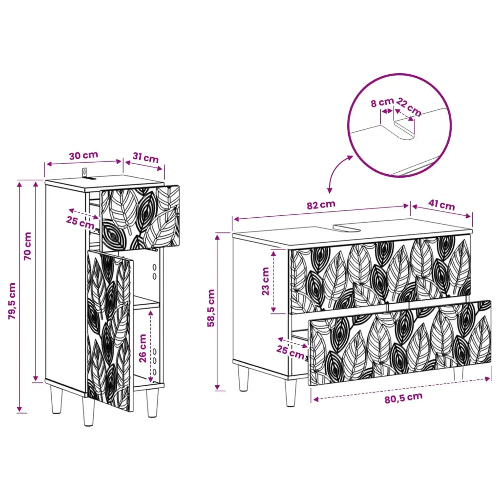 Set di Armadi da Bagno da 2 Pezzi DELFT Rovere Fumo 3417707