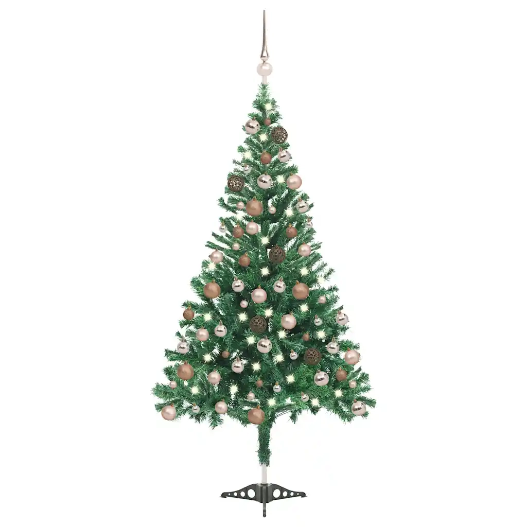 Set Albero Natale Artificiale con LED e Palline 180 cm 564 Rami cod mxl 24269