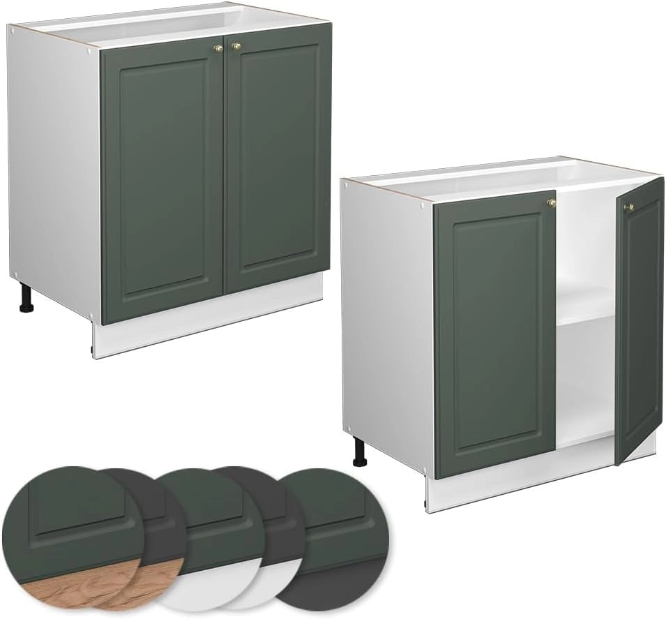 Mobile lavello cucina Fame-Line, Verde-oro Country House, 80 cm con ripiano, PL Rovere, per la combinazione con altri moduli della serie Fame-Line