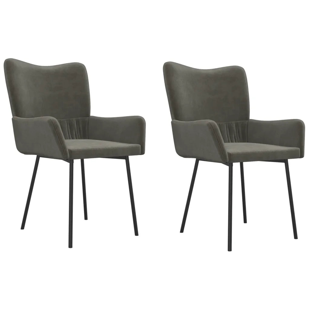 Sedie da Pranzo 2 pz Grigio Scuro in Velluto cod mxl 8746