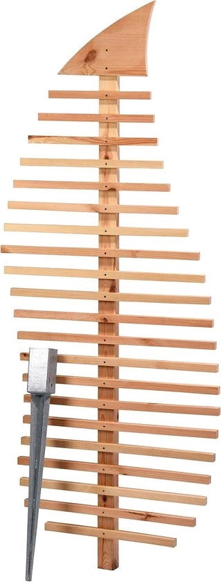 Sostegno per piante a forma di foglia di frassino in legno massello per rose - rampa XXL decorativa per protezione visiva all'ingresso esterno con piante di rampicante - 84 x 65 x 186 cm - naturale
