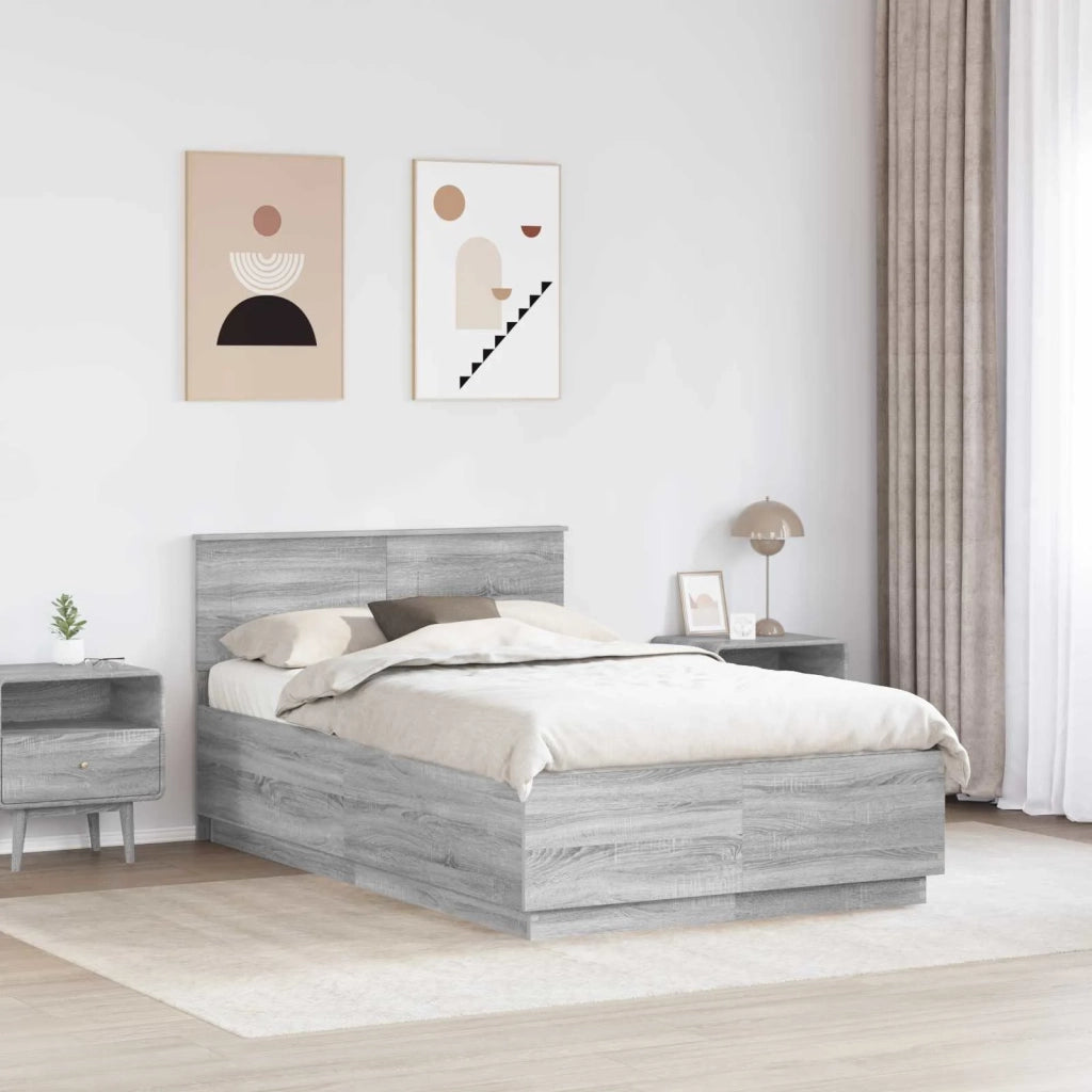 Struttura del letto con testiera Grigio Sonoma 120 x 190 cm