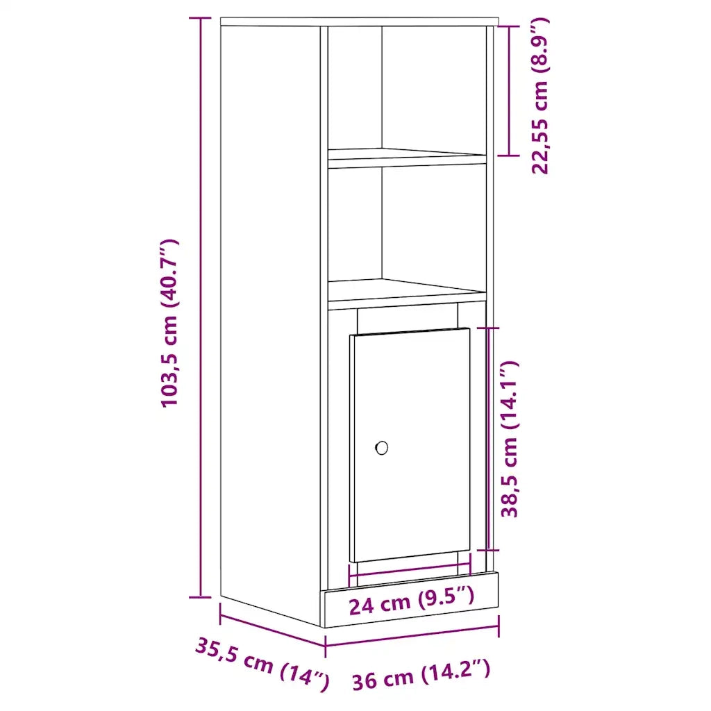 Credenza Rovere Artigianale 36x35,5x103,5 cm Legno Multistrato