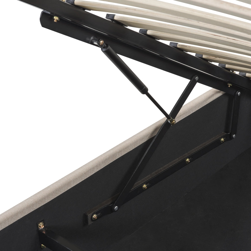 Letto a doghe Ottomana imbottita in tessuto di poliestere marrone chiaro Contenitore 140 cm 6 Doppia dimensione Design moderno