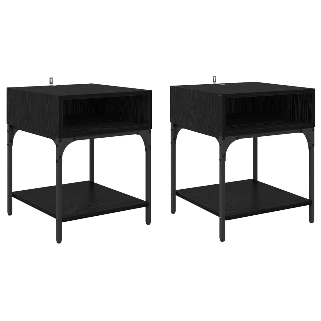 Comodino 2 pcs Rovere Nero 40 x 40 x 50 cm Legno multistrato