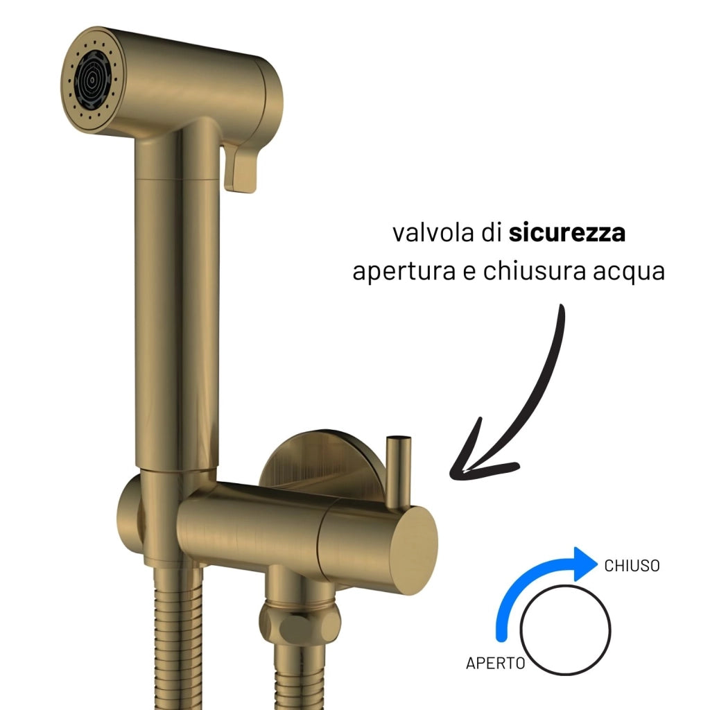 Idroscopino wc doccetta ottone portatile shutoff monogetto con leva ogomondo kit *** finitura- oro matt satinato tond...