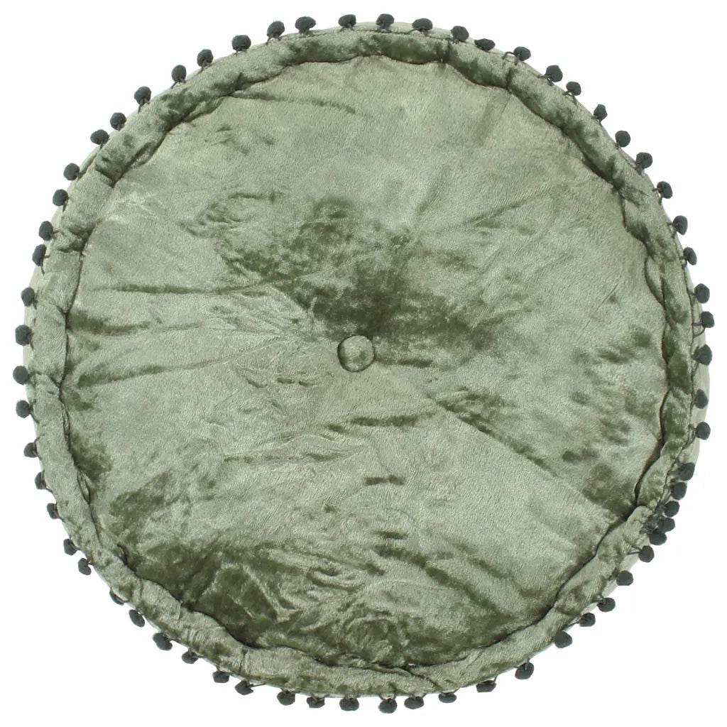 Pouf Rotondo in Velluto 40x20 cm Verde 287567