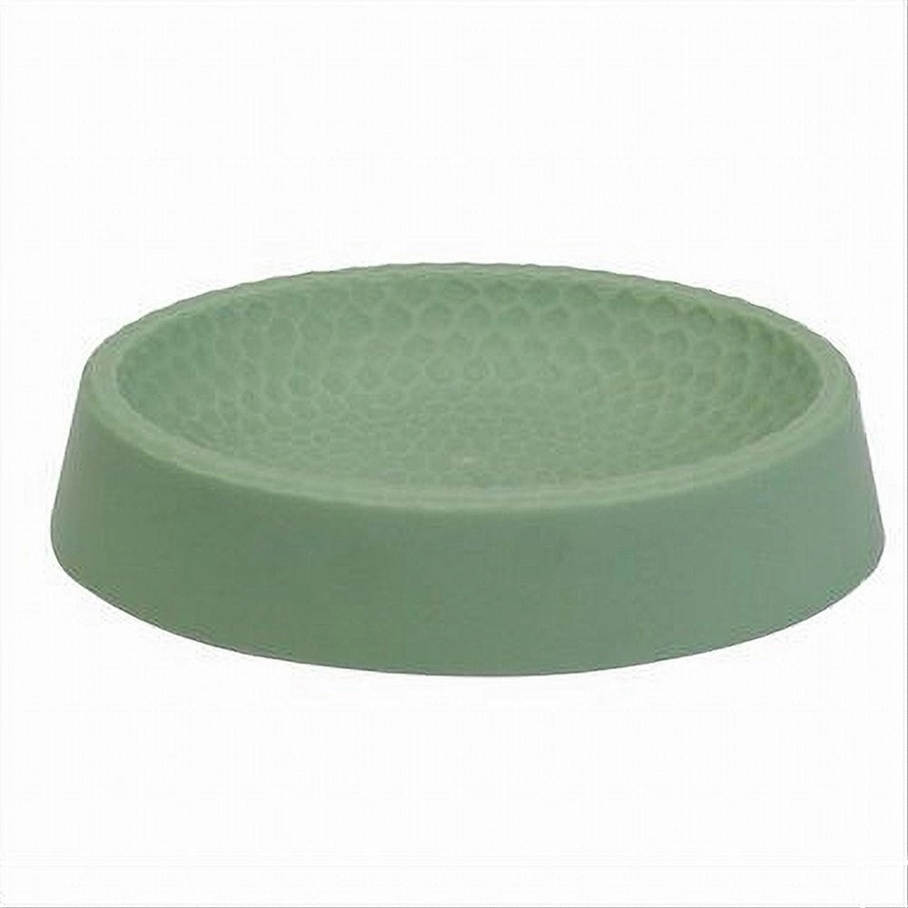 Trade Shop - Piattino Per Sapone Decorato Verde Portasaponetta Moderno Accessorio Bagno 79788 -