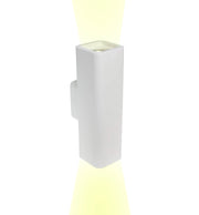 Applique in gesso design moderno a biemissione con doppio attacco per lampadine GU10 forma rettangolare