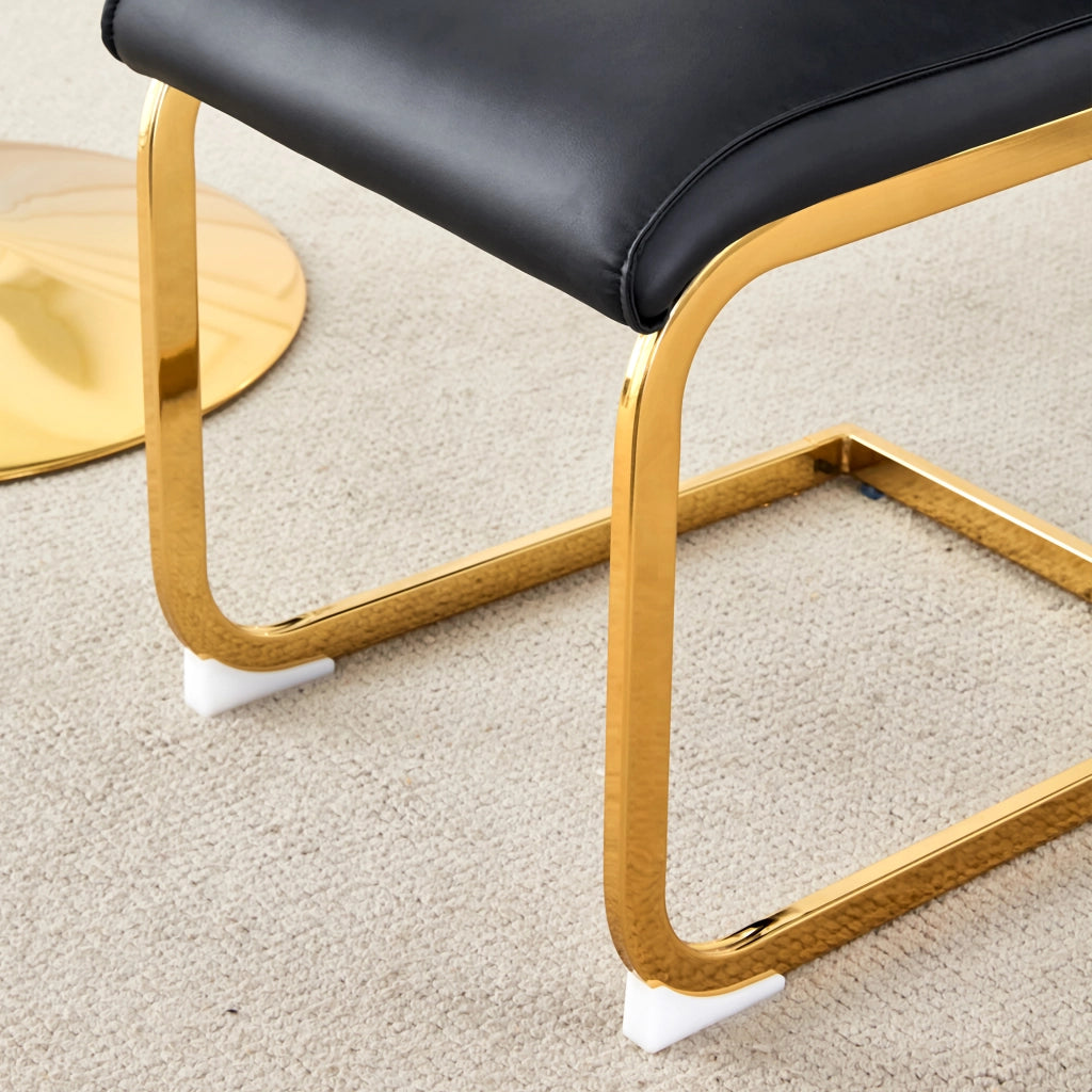 SEDIA Imbottita in PU Nero e Oro Set da 2 pezzi