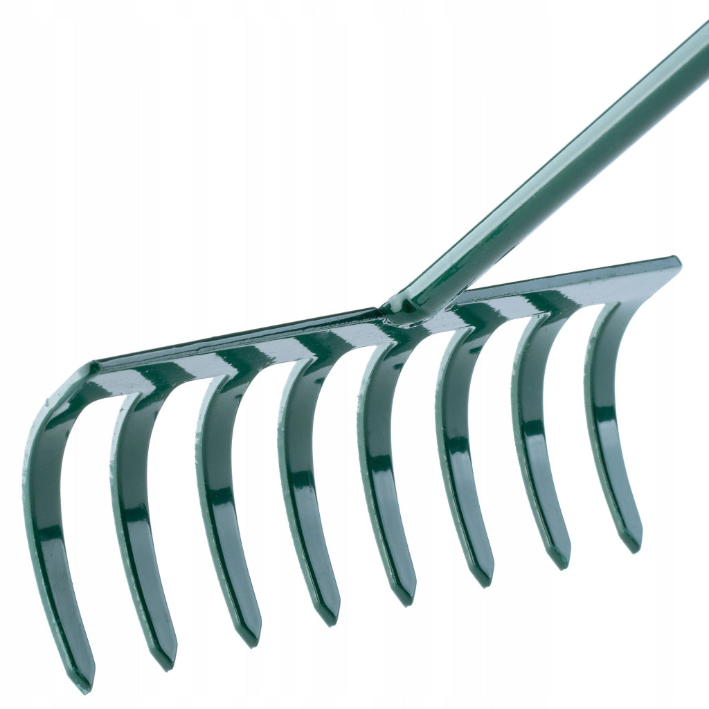 Rastrello in metallo KADAX per foglie, erba, giardino, piccolo rastrello, 60 cm, 8 denti, manico