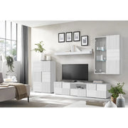 Set di mobili da salotto di design con numerosi spazi di contenimento, collezione ADAM. Colore quercia eucalipto.