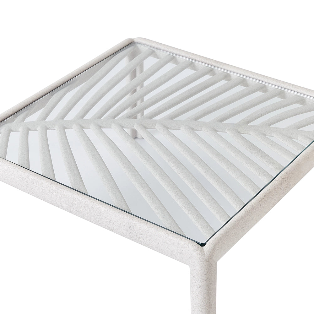 Tavolino da giardino Beige chiaro Struttura sintetica 69 x 69 cm Stile moderno per esterni