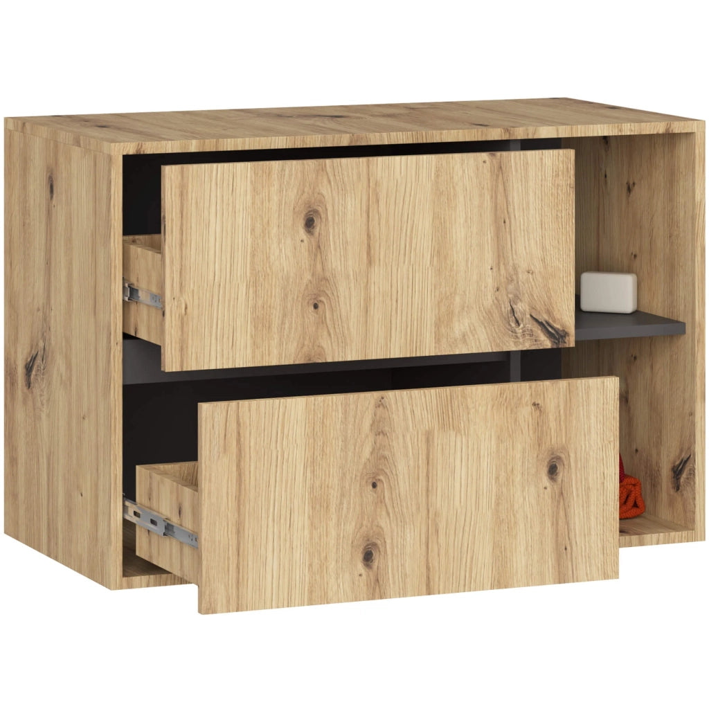 Mobile bagno sospeso senza lavabo VAMI Rovere Artisan, Grigio Grafite 90 cm 2 cassetti 90x45,5x60 cm Brand