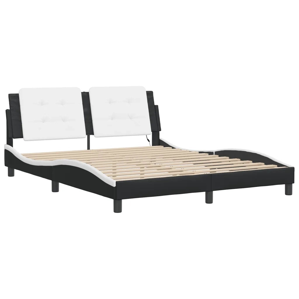 Giroletto con LED senza Materasso-Struttura Letto Zadar Nero e Bianco 160x200 cm