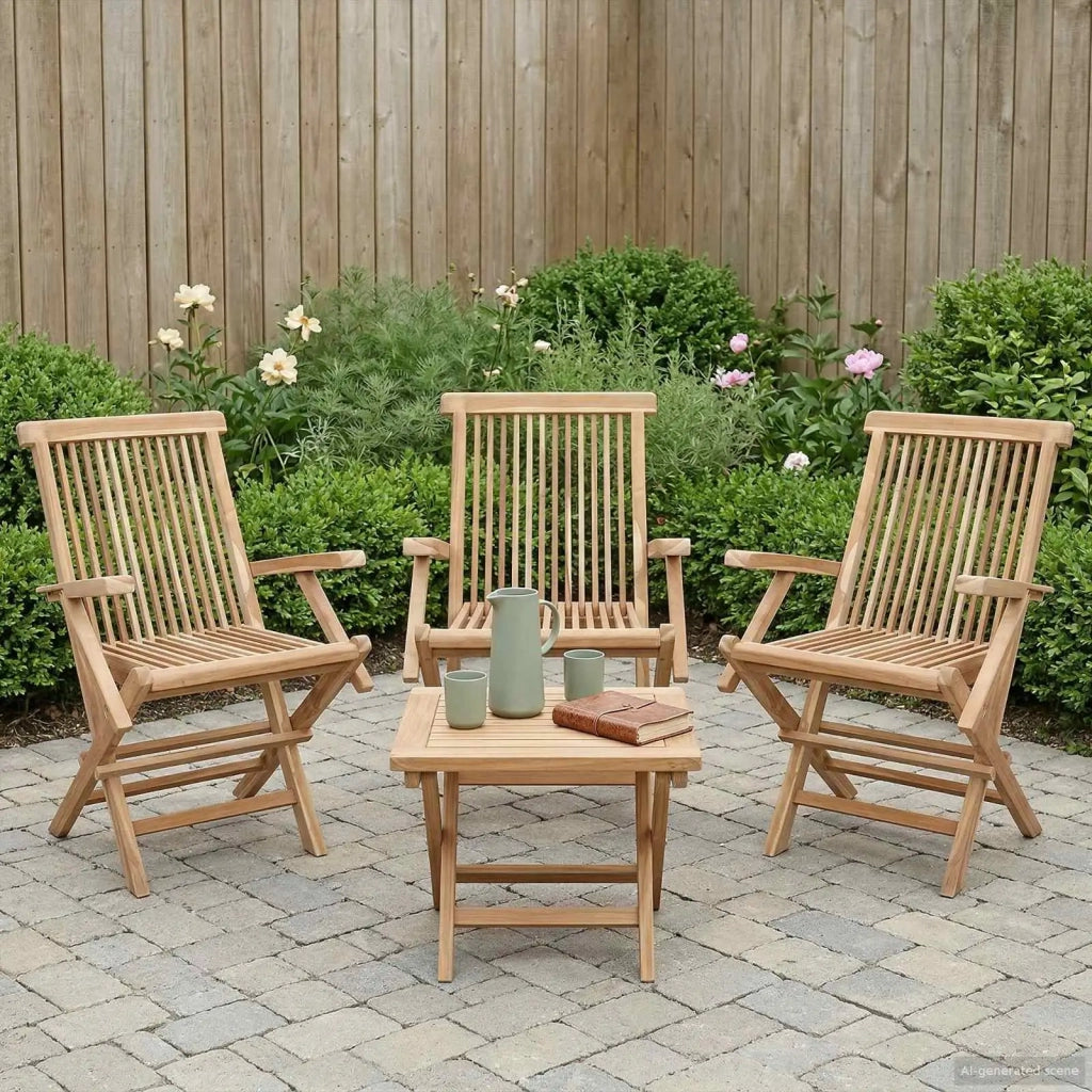 Sedia da giardino pieghevole 3 pcs Naturale 42028484