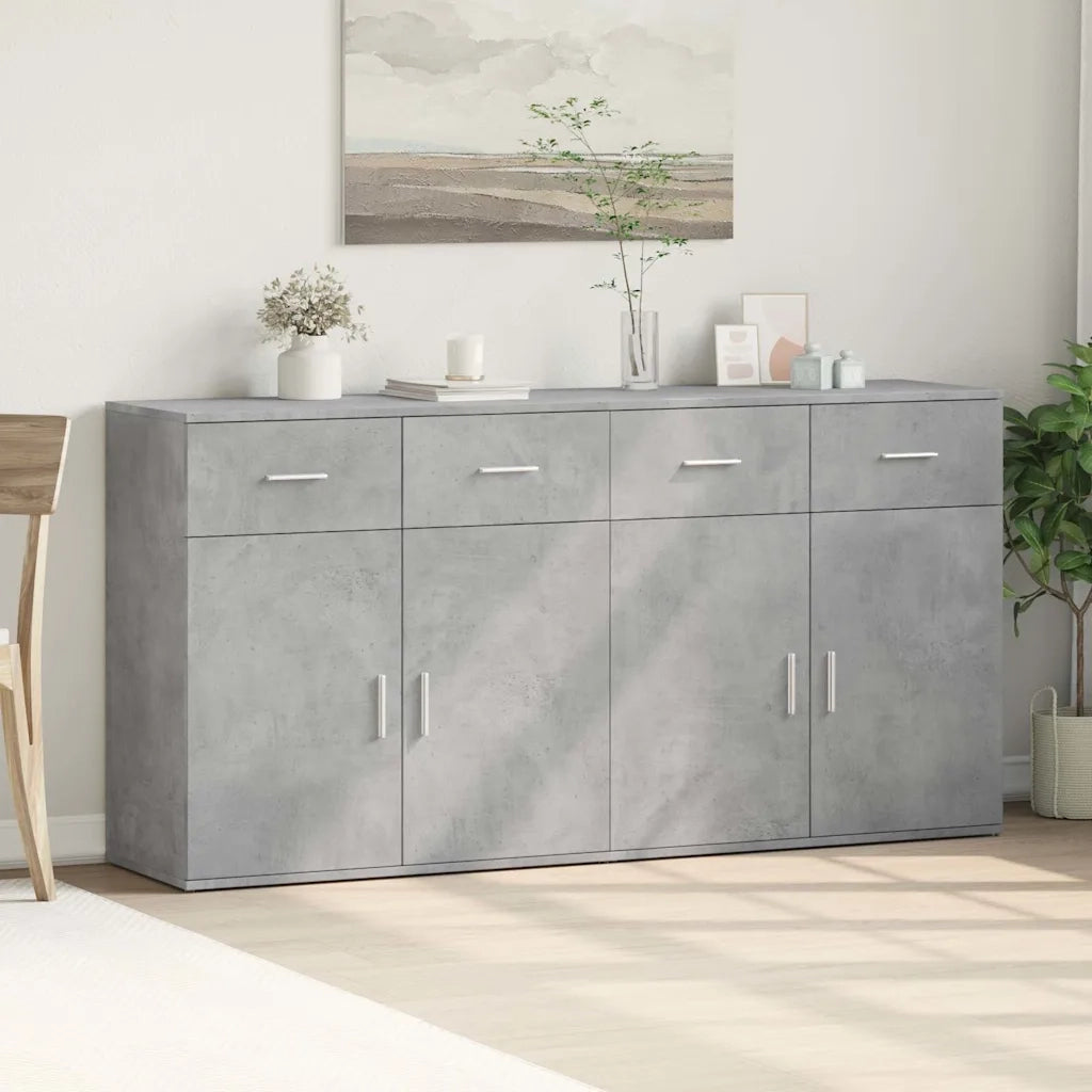 Credenze 2 pz | Madia | Buffet da pranzo | Armadio da pranzo Grigio Cemento 79x38x80 cm in Legno Multistrato