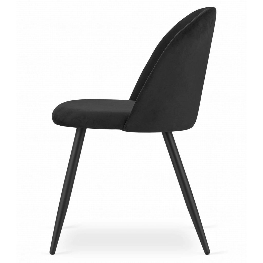 Set di 2 sedie Bello in velluto nero con gambe in metallo