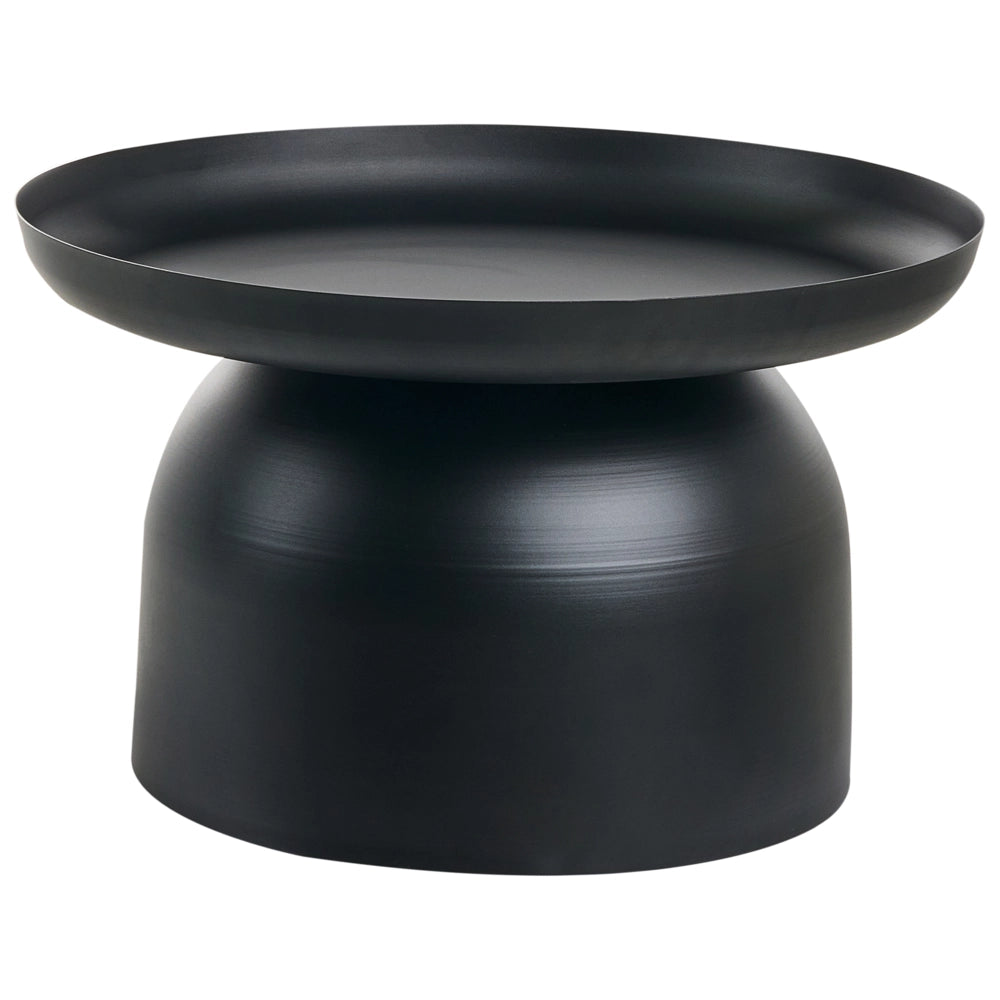 Tavolino da salotto in metallo rotondo nero soggiorno elegante