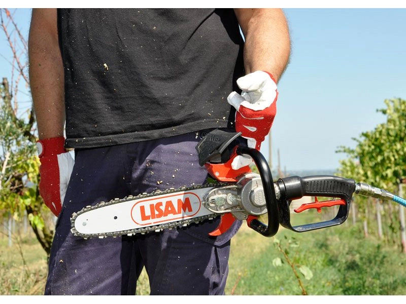 Seghetto pneumatico Lisam Sky-Man per potatura con barra a punta con impugnatura