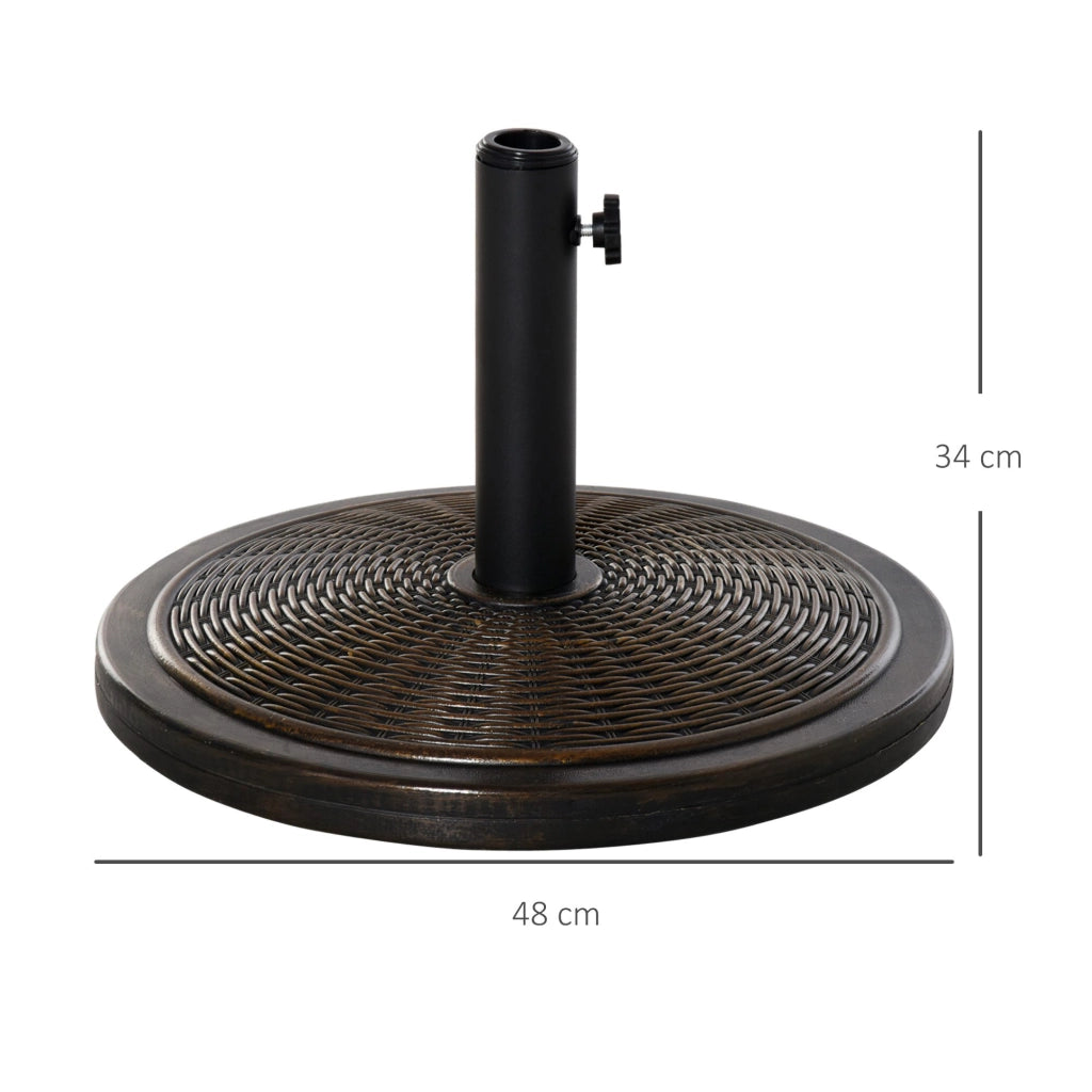 Base per Ombrellone in Cemento Plastica con Effetto Rattan ¨C zephmum ¨C Bronzo ?48x34cm 14kg